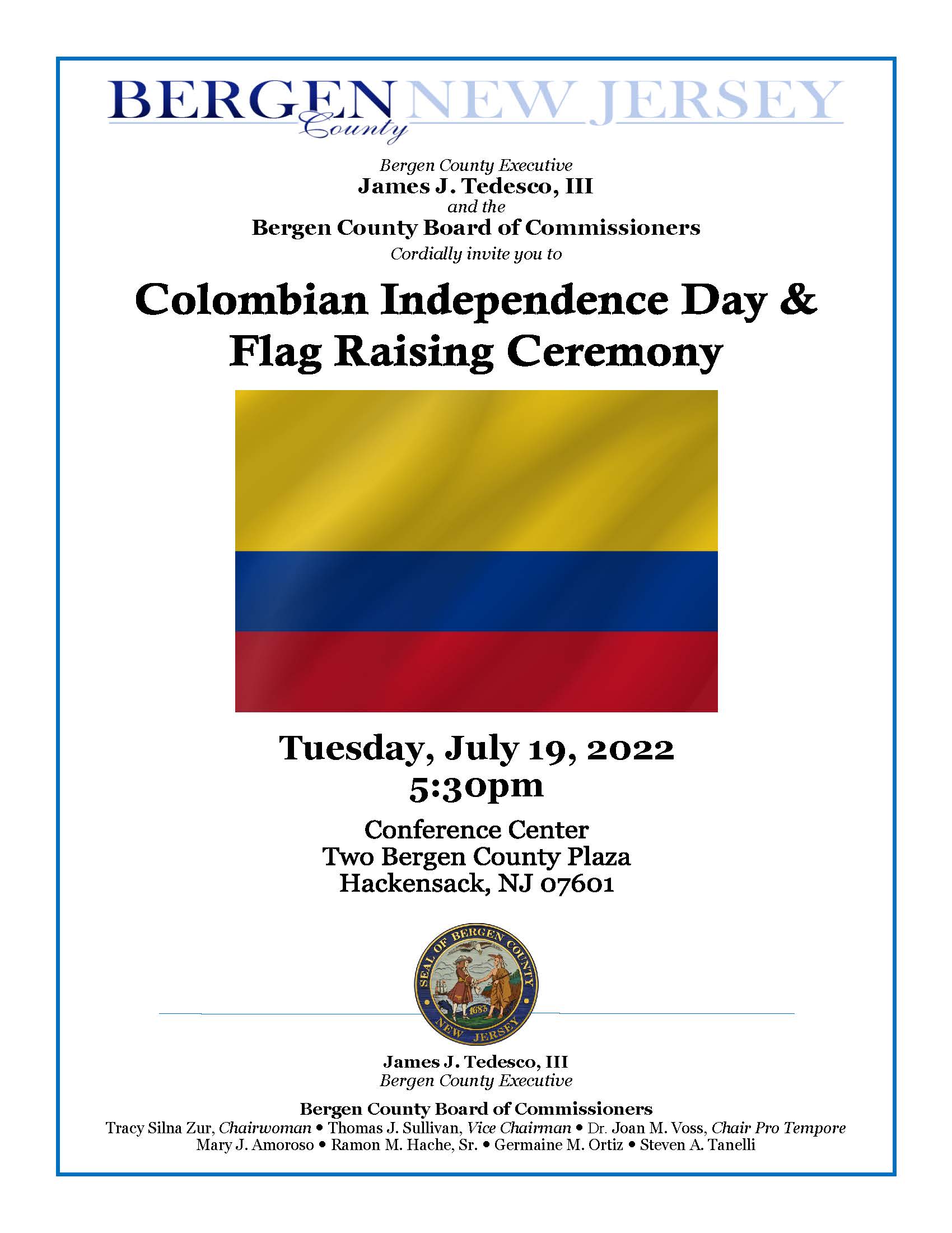 colombian flag raising ceremony flyer
