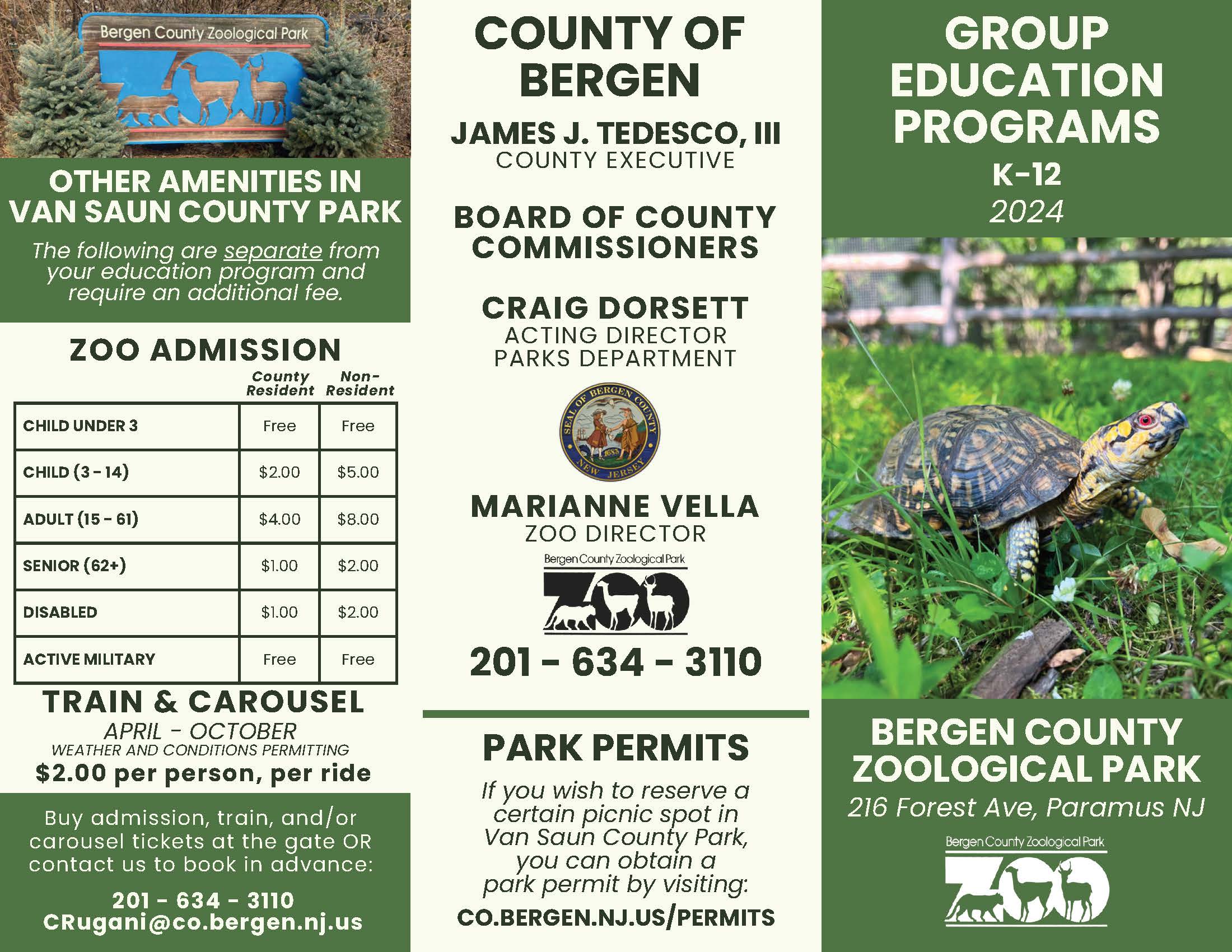 zoo education group program brochure 2023 page 1