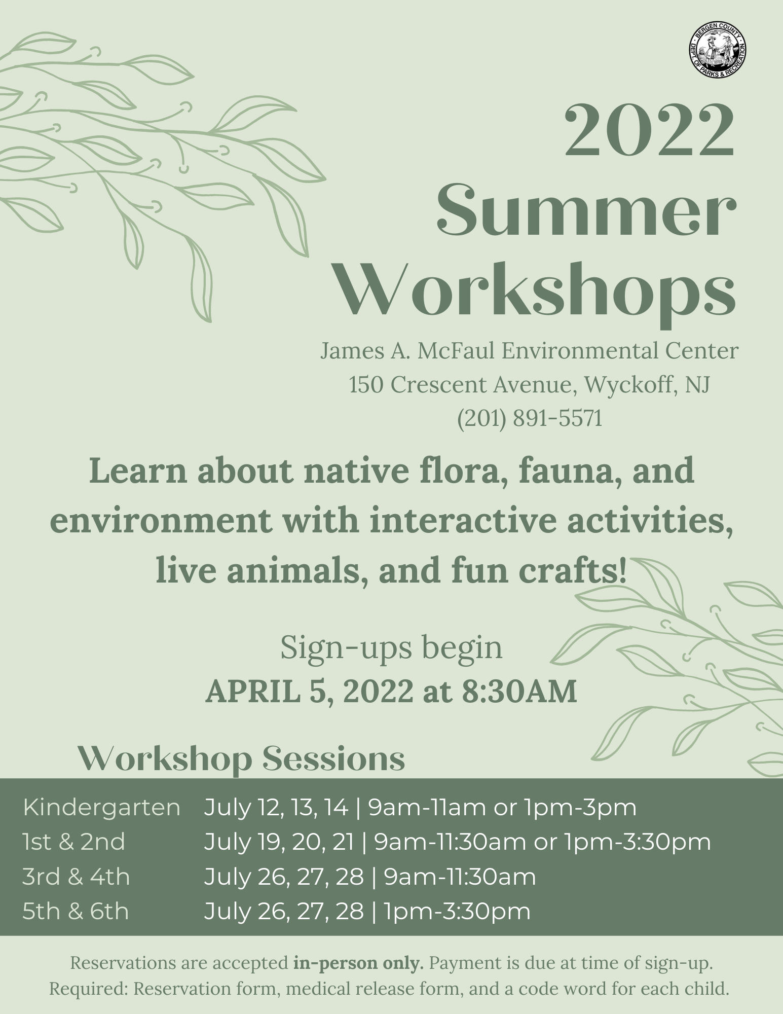 McFaul 2022 Summer Workshops flyer