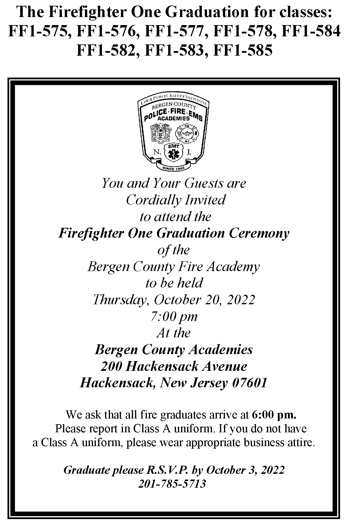 Firefighter One Graduation Invitation